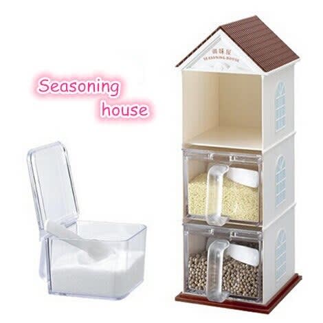 Spice Box Jar Three Layers Seasoning House With Spoon