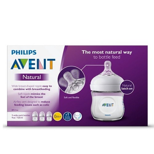 Natural Baby Feeding Bottle Clear - 4oz - 0m+ - 3 Pack