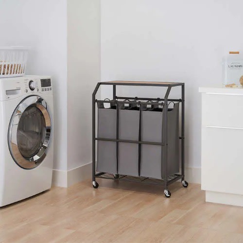 Trinity 3-bag Laundry Cart With Flip-up Top