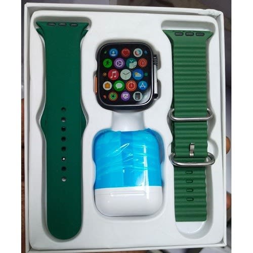 I8 Ultra Smart Watch  Bluetooth Headset  Dual Strap Smart Watch Series 8 - Green