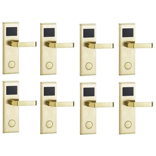 Door Lock With RFID Card Access Control - Gold - 8 Set