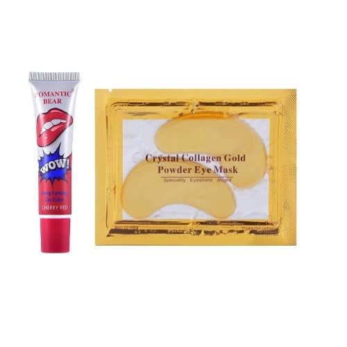 Cherry Red Wow Long Lasting Lip Gloss + Collagen Gold Eye Mask