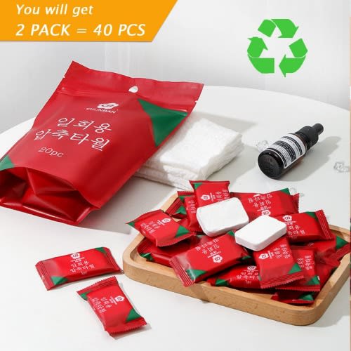 Disposal Cotton Compessed Face Towel Coin Tissue Portable For Camping And Travel - 20pcs