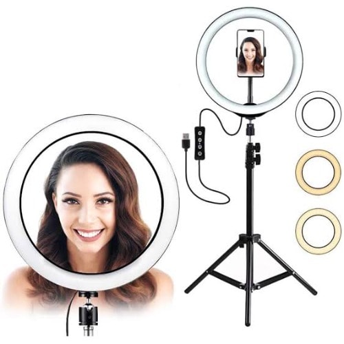 10" Ring Light With Tripod Stand And Mobile Phone Holder