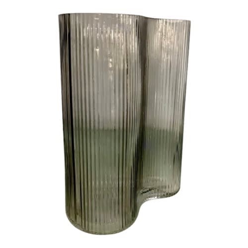 Nordic Modern Style Vertical Transparent Glass Flower Vase - 10"
