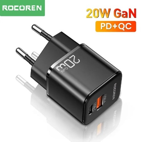 Rocoren - PD 20W GaN Charger Type C PD QC 3.0 Mini Charger For iPone 14 13 12 Pro Max Xiaomi