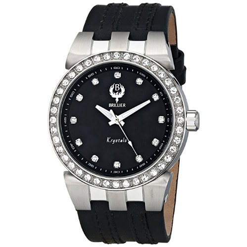 Unisex 22-02 Krystals Analog Display Japanese Quartz Watch - Black