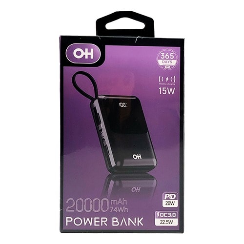 Wireless Portable Led Magnetic Digital Display Power Bank - 20000mah - Black