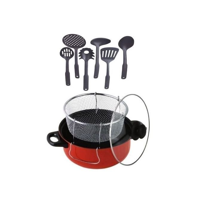 Manual Deep Fryer Non-Stick + 6 Set Of Non-Stick Spoon
