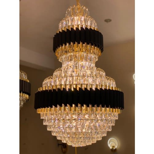 K9 - 5-tier Crystal Ceiling Chandelier Light With Black Finish