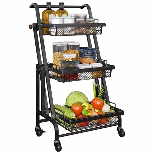 3 Layers Convertible Metal Trolley Rack With Wheels