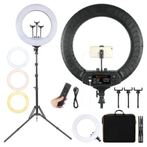 Automatic Tricolor Ringlight + Tripod + Remote + 3 Phone Holders + Charger - 14''