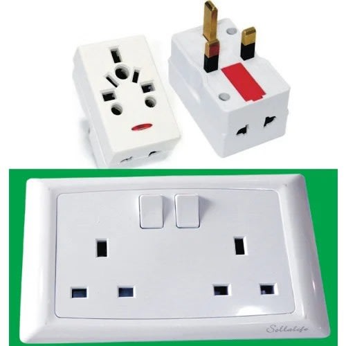 Double Electric 13a 2-gang Switched Socket With 3 Way Plug Adaptor Multi-socket