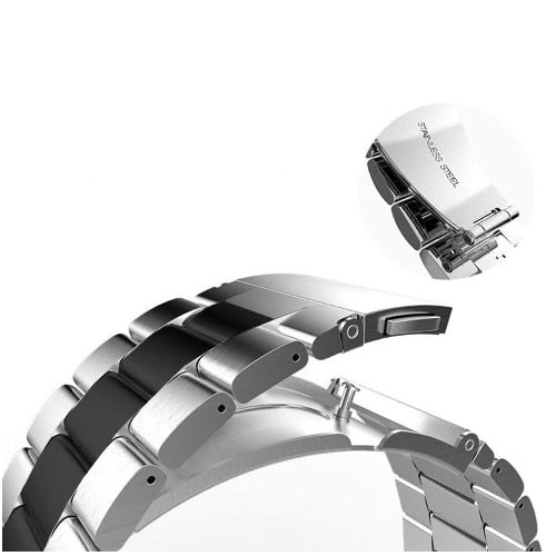 Stainless Chain Strap For Iwatch - 42/44/45/49mm - Silver/black