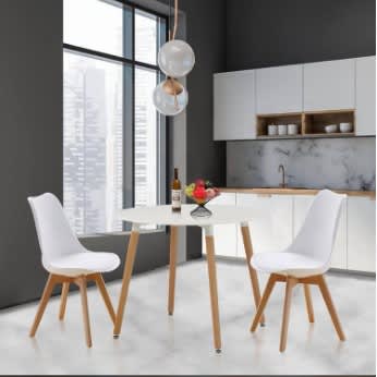 Round Dining Table With 2 Padded Chairs