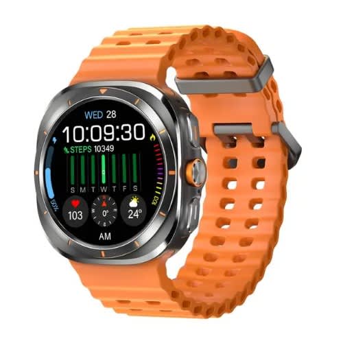Amoled 1.43" Voyager Smart Watch Black Dial With 34mm Orange Ocean Band