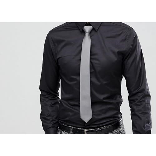 Buy Men Formal Dress Shirt With Matching Tie Black Grey