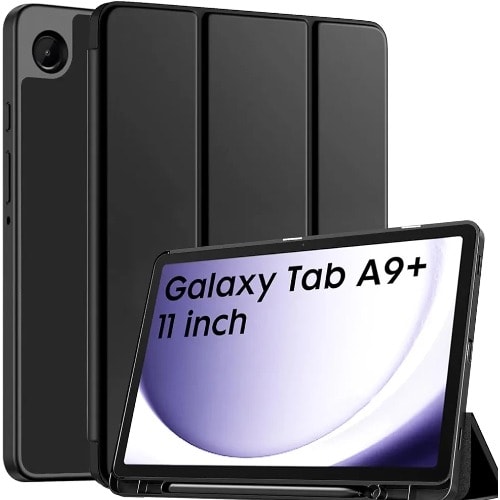 Samsung Galaxy Tab A9+ Smart Leather Flip Case - Black