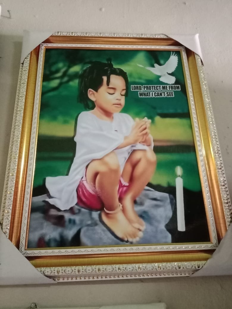 Framed Serenity Painting Praying Kids Artwork Picture HD