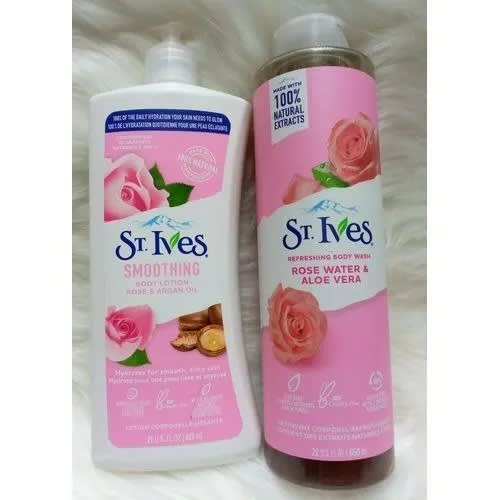 St. Ives Smoothing Body Lotion And Rose Water And Aloe Vera Body Wash(621ml & 650ml)