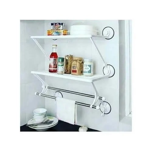 Double Layers + Double Rods Shelf + Magic Suction Cup - White