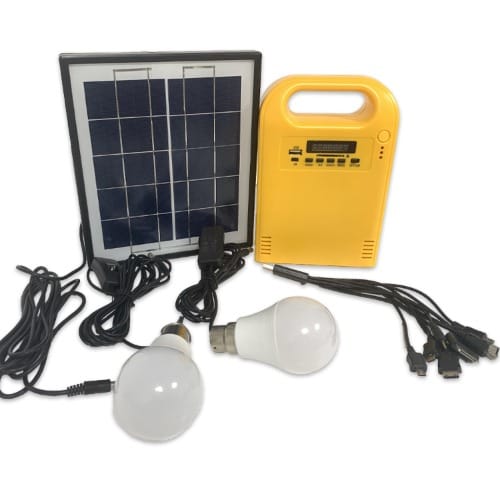 Solar Energy Kit With Mp3/fm Radio And 2 Led Bright Bulbs