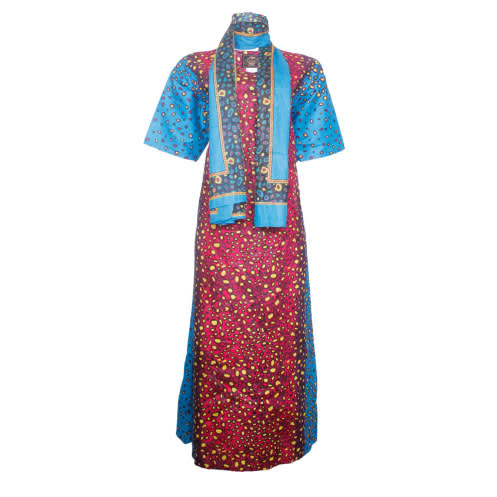 Pinner Turtle Shell Inspired Maxi Dress With Scarf - Multicolour