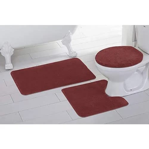 3 Piece Bathroom Rug Set - Wine