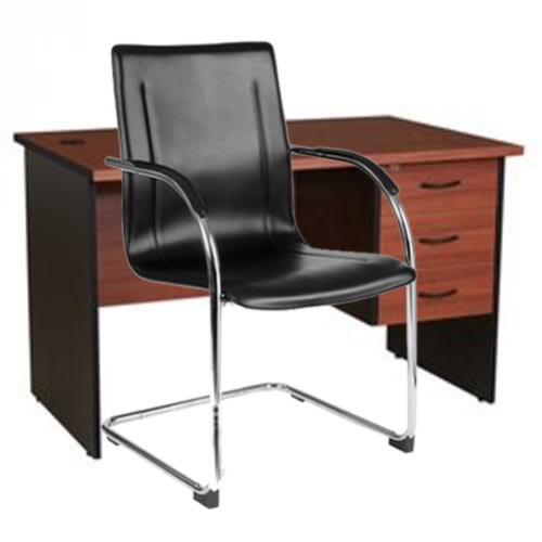 Office Desk And Leather Chair - 4ft