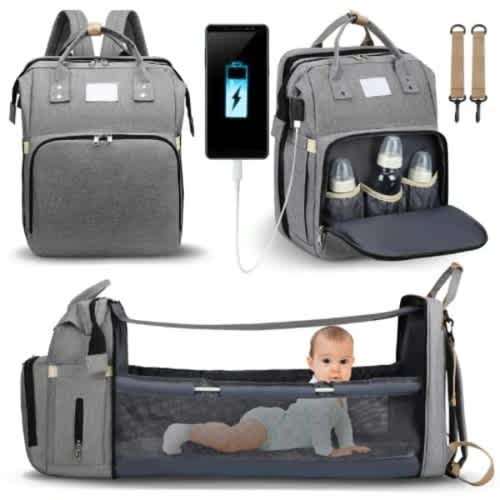Multifunctional Foldable Baby Travel Diaper Bag With Bed Crib