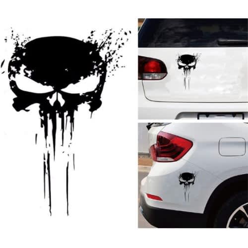 1pcs Black/white  Punisher Skull Type Vinyl Car Decals Stickers