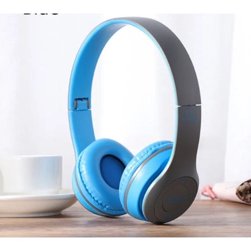 Portable Bluetooth Wireless Headphone With Stereo Bass - Blue