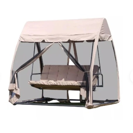 Garden 3 Seater Outdoor Metal Patio Wrought Iron Swing Chair  With Mosquito Net