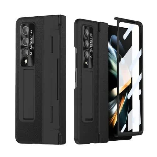 Galaxy Z Fold 6 Leather Flip Case - Black