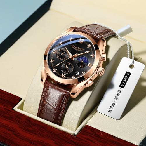 Men's Casual Leather Strap Wrist Watch - Brown