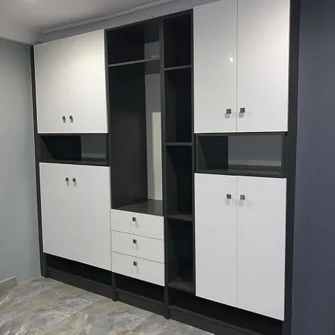 Storage Wardrobe Cabinet - White & Black