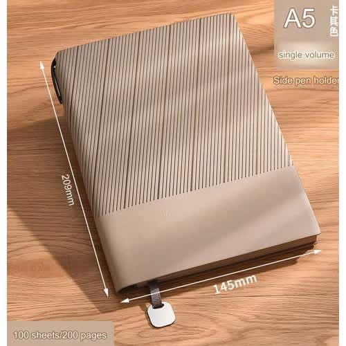 A5 Diary & Jotting Note Book - Pen Holder Journal - 200 Pages - Beige