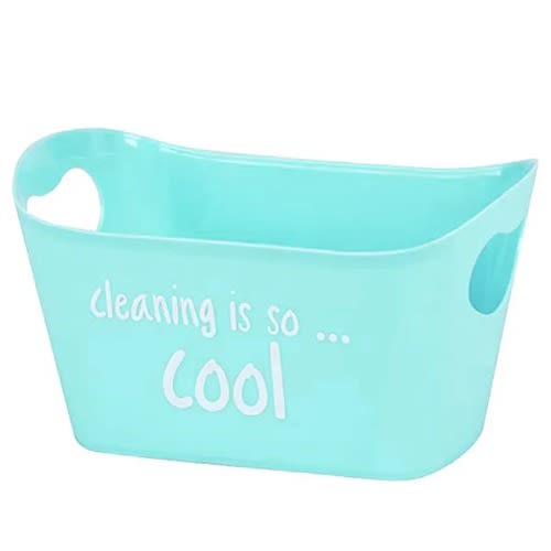 Pastel Slogan Decorated Storage Basket - Turquoise