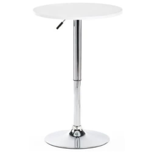 360&deg; Swivel Adjustable Round Bar Table- White