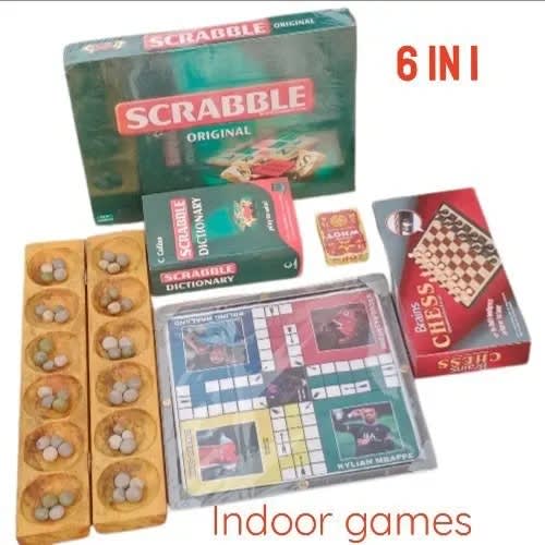6 In 1 Indoor Games- Scrabble / Scrabble Dictionary / Chess / Whot / Ayo + Ludo