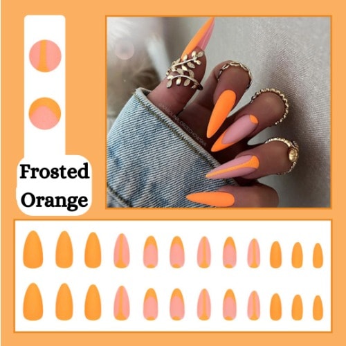 Baddie - Press on Nails - Frosted Orange - 24 pcs