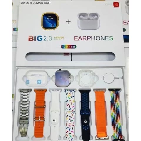 Ultra Max Suit 10 In 1 Set Smartwatch With Tws Earphone
