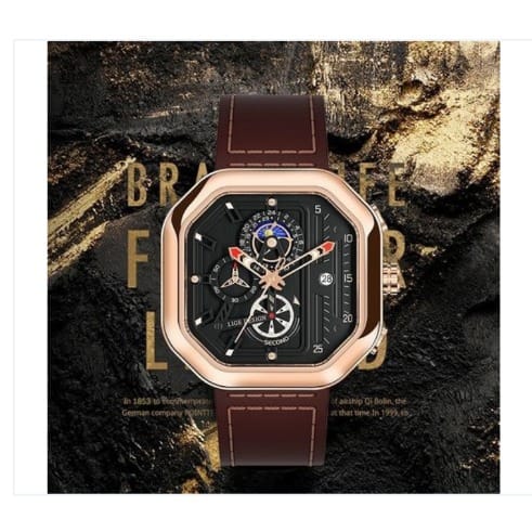 Quartz Men's Watch - Brown & Gold