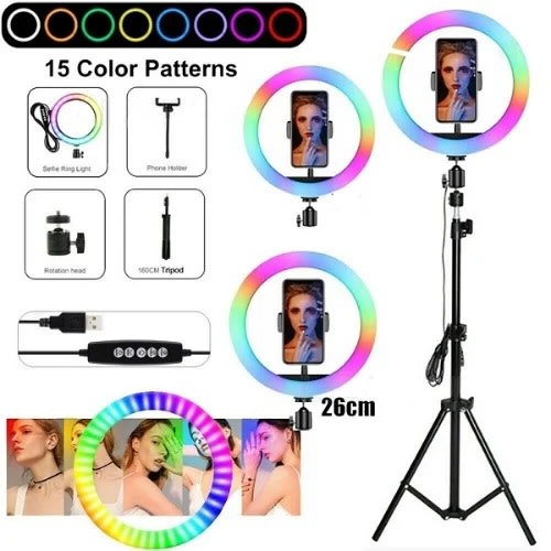 Rgb 12 Inches Colorful Ring Light With Stand
