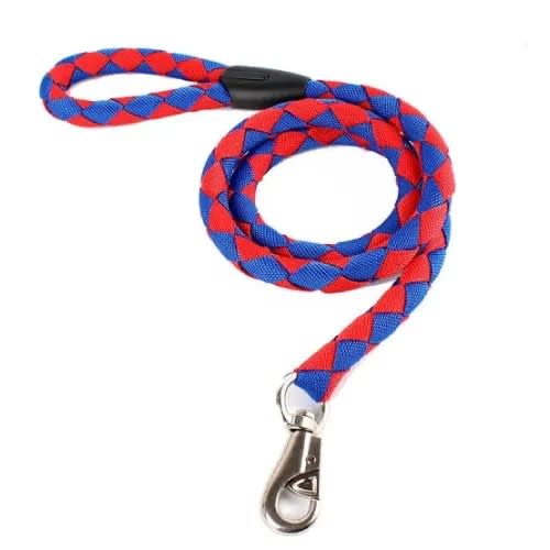 Nylon Dog Leash For Big Dogs - Red  & Blue - 4ft