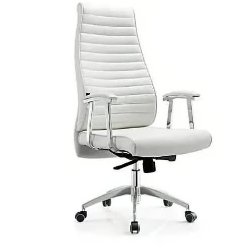 Office Swivel Chair - Leather - White