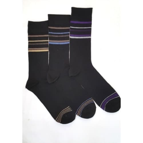 3-in-1 Emporium Cotton Socks - Brown Multistrip