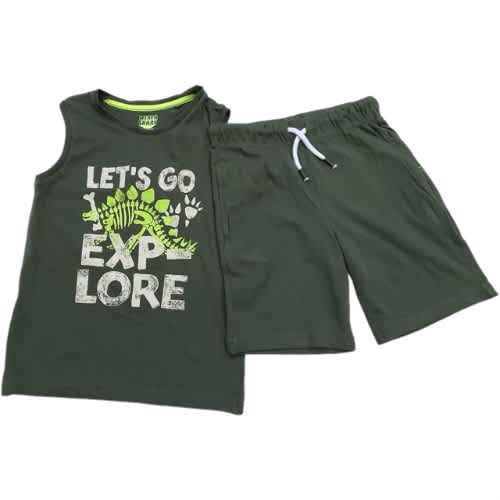 Boys Lets Go Explore Sleeveless Tee & Short Set - 2 Pcs