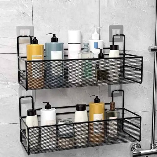Wall Mounted Bathroom Storage Organizer- Rack With -2pcs