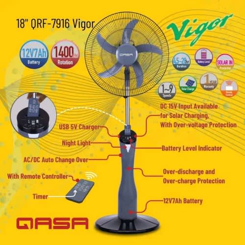 Rechargeable Fan Qrf-7918 Curvy - 18" - 52W